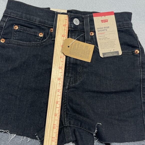 Levi's High‎ Rise Shorts Hypersoft 24 Cut Off Cheeky Distressed Women Gray NWT - Picture 7 of 12